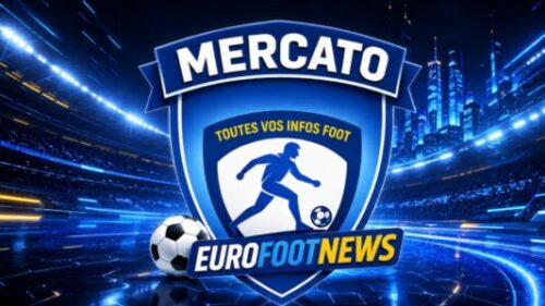Logo Mercato Eurofoot News fond stade lumineux